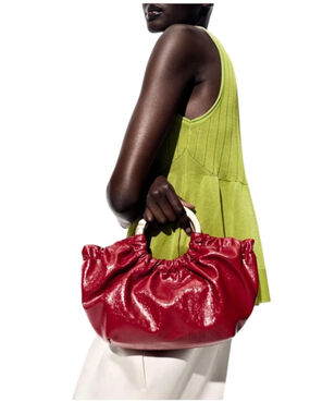 ZARA NWT Red Ruched Hand Bag